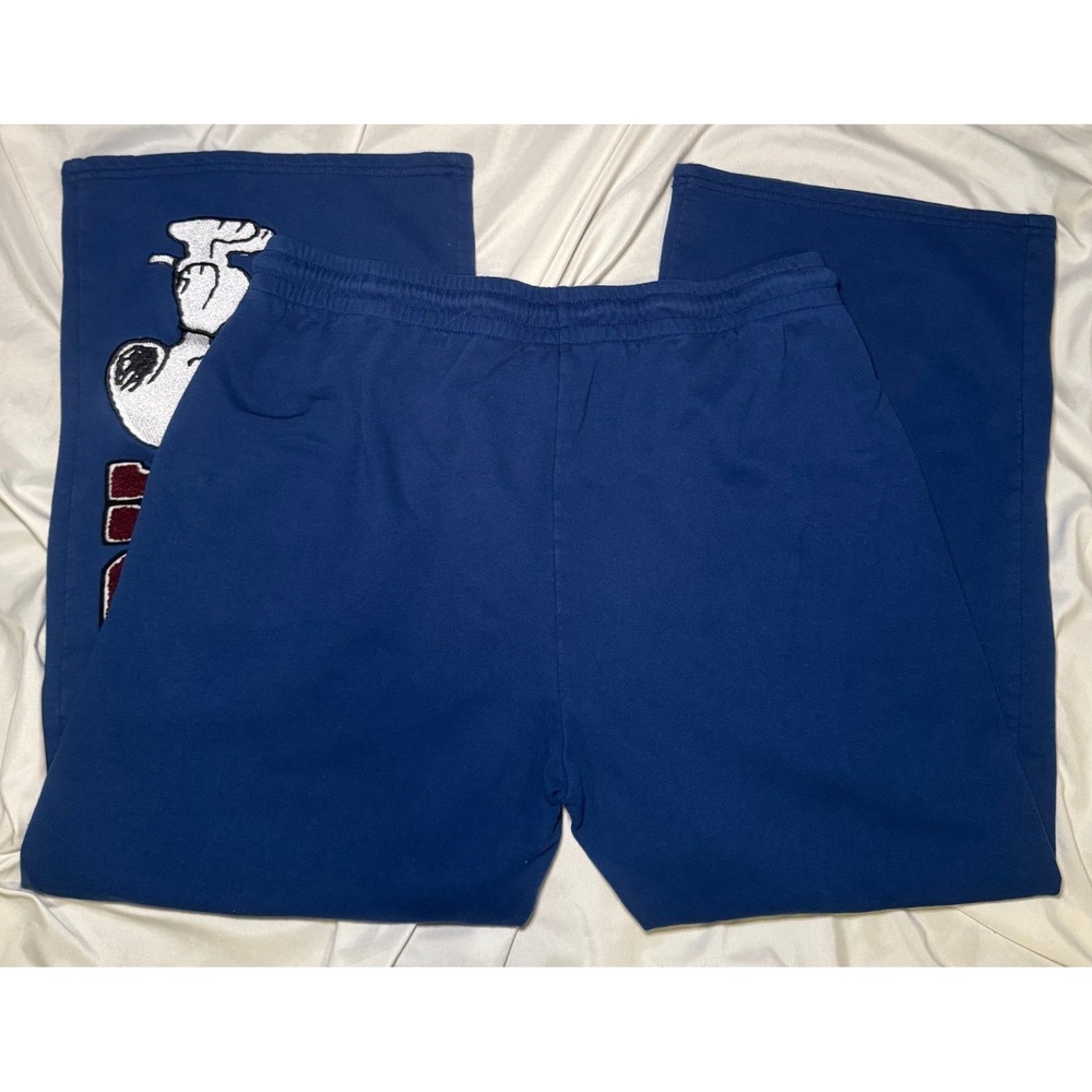 Peanuts Snoopy Wide Leg Baggy Sweatpants Women's XL Blue Embroidered Streetwear - Picture 2 of 6